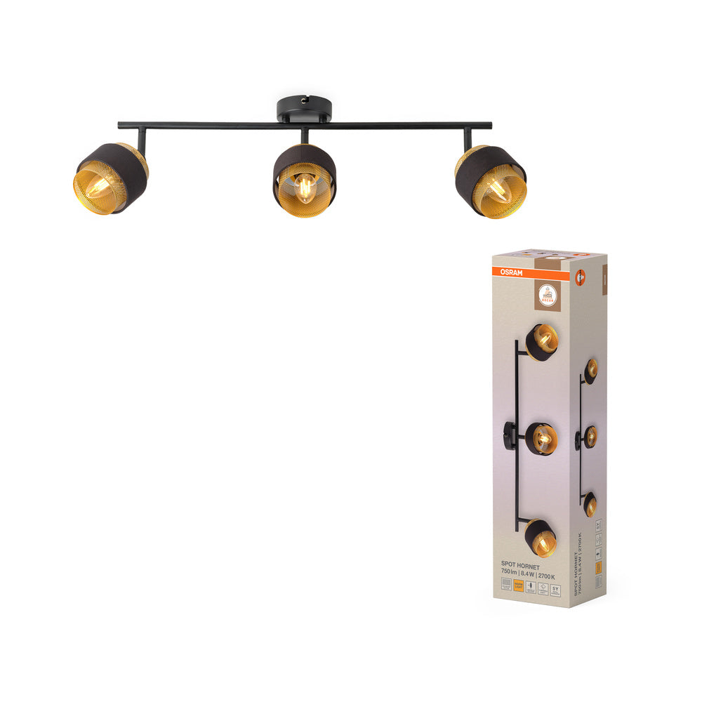OSRAM DECOR Spot Hornet Deckenleuchte 3X2.8W, E14, 250lm, 2700K, Schwarz