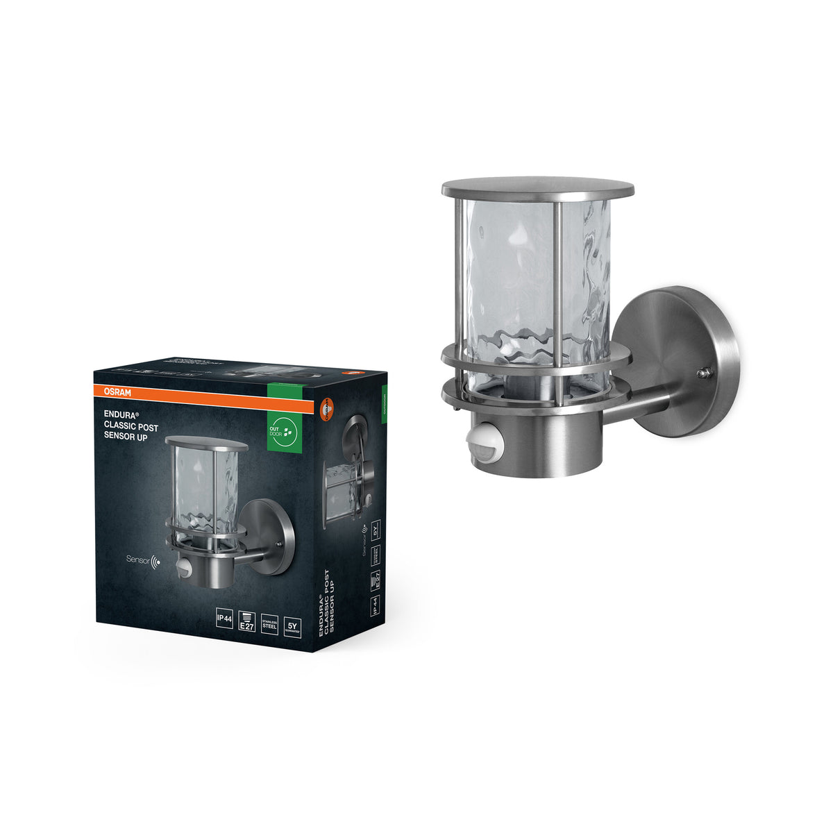 OSRAM ENDURA Classic Wandleuchte mit Sensor, Stahl, IP44