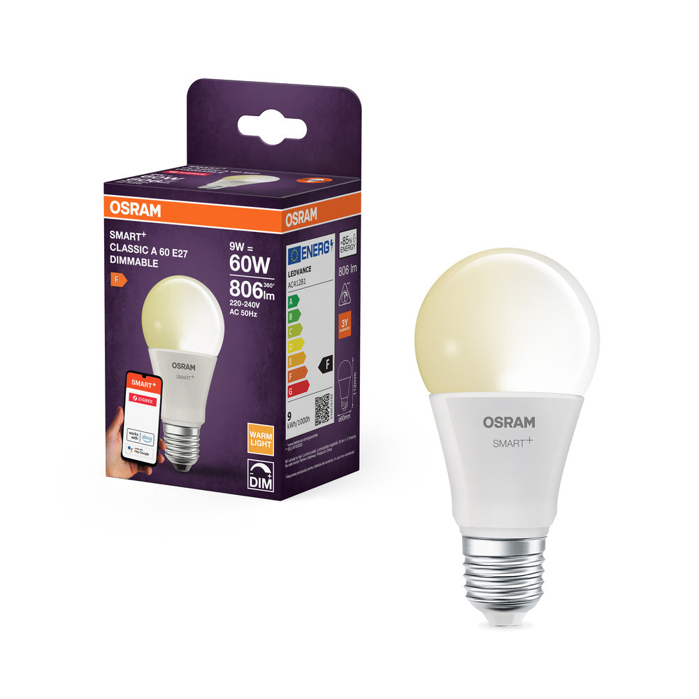 OSRAM SMART+ ZigBee Classic LED Lampe DIM 9W 220V FR E27, 806 lm, 2700 K, Warmweiß
