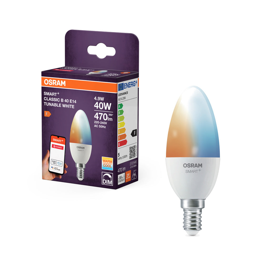 OSRAM Smart+ Lampe mit ZigBee Technologie, 5W, 40W-Ersatz, Sockel E14, Lichtfarbe Tunable White, 470lm