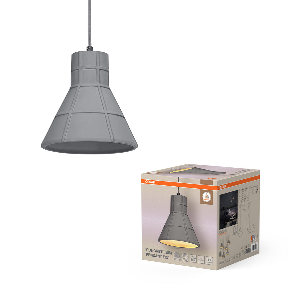 OSRAM DECOR Concrete Beton Pendelleuchte, E27, 200 mm
