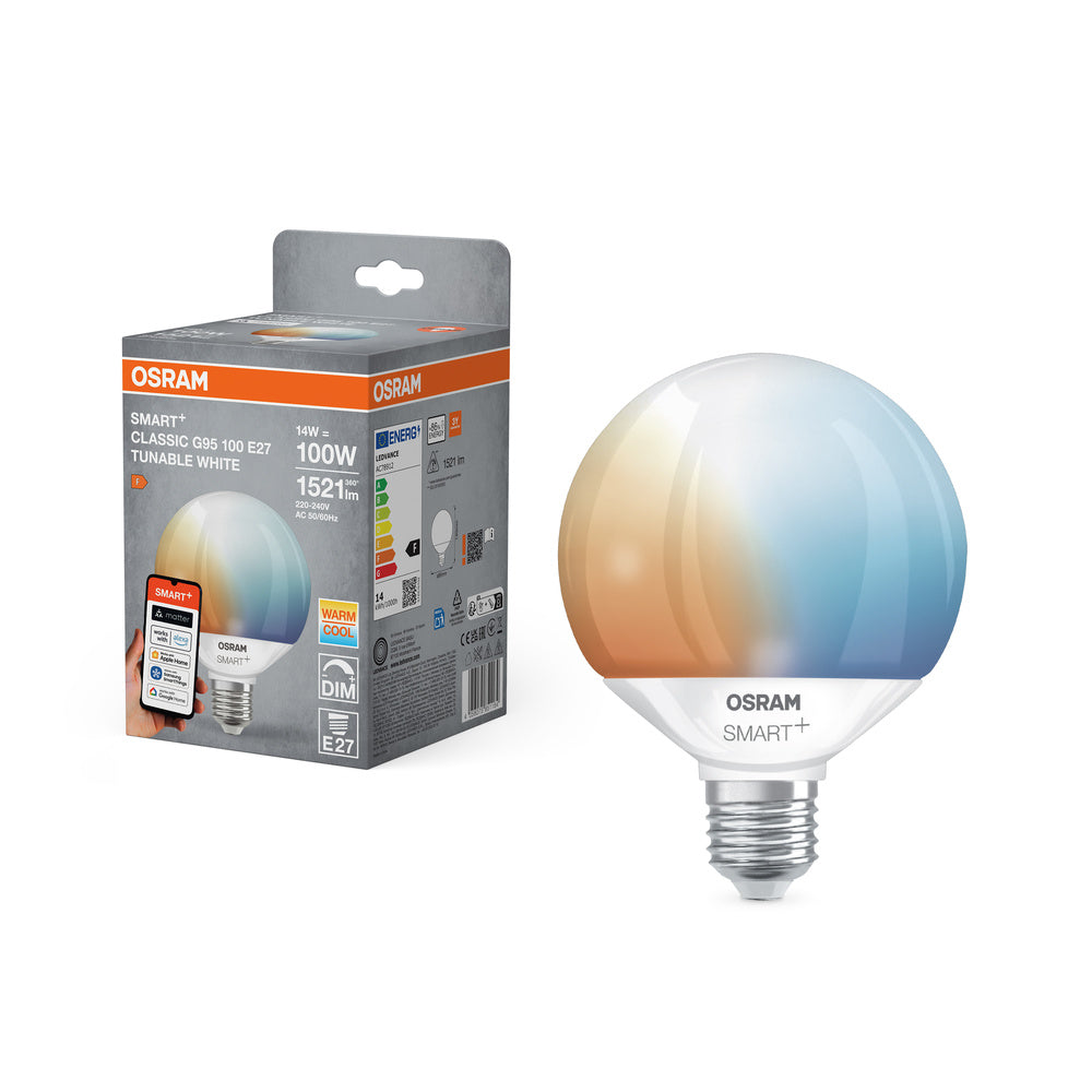 OSRAM Matter SMART+ Lampe Globe Tunable White G95 (ex 100W) 14W / 2700-6500K E27