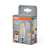 OSRAM Matter SMART+ Lampe Kerzenform dimmbar 4W / 2700K Warmweiß E14