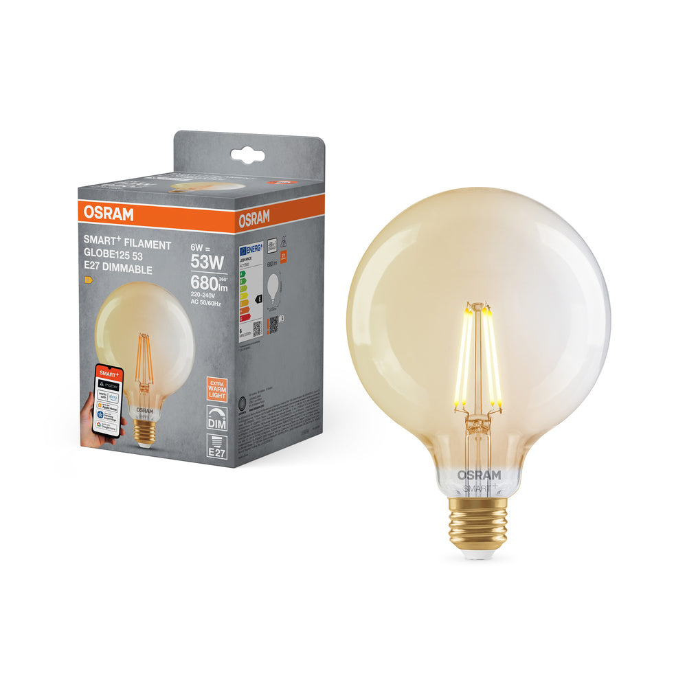 OSRAM Matter SMART+ Globe125 LED Lampe dimmbar (ex 53W) 6W / 2400K Warmweiß E27