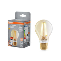 OSRAM Matter SMART+ LED-Lampe mit WiFi Technologie in Gold Glas, Sockel E27, Dimmbar,Warmweiß (2400K), ersetzt Glühlampen mit 53 W, SMART+ WiFi Classic Dimmable, 1er-Pack