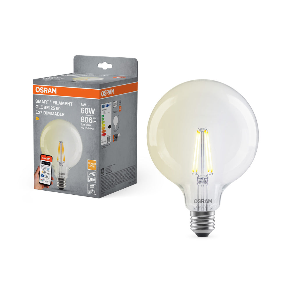 OSRAM Matter SMART+ Filament LED Lampe Globe dimmbar (ex 60W) 5,5W / 2700K Warmweiß E27
