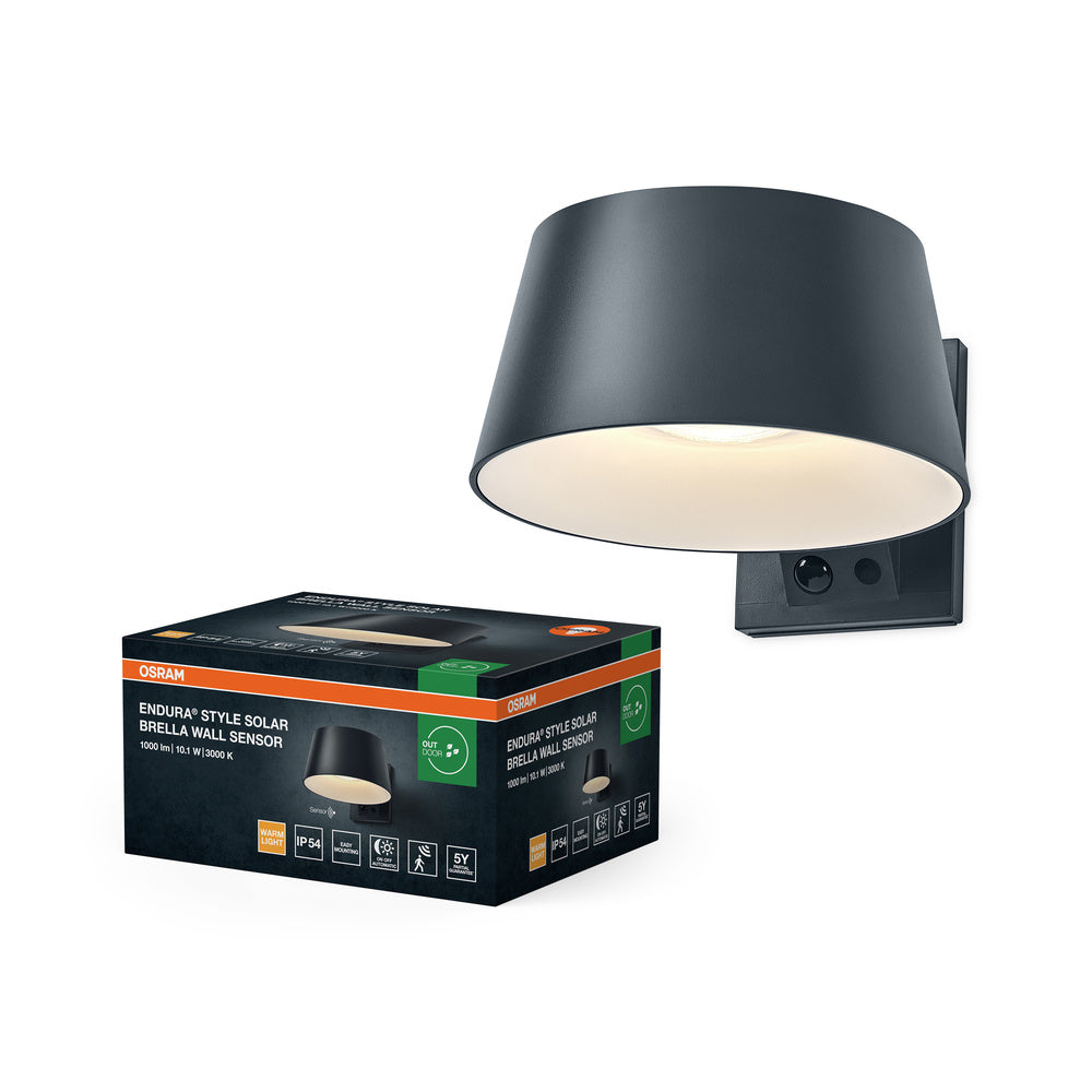 ENDURA STYLE SOLAR BRIGHT SENSOR Wall Brella IP54 Dark Grey