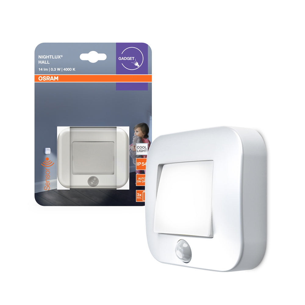 OSRAM NIGHTLUX® Hall Batterie LED Nachtlicht mit Sensor 0,3W / 4000K Kaltweiß, weiß