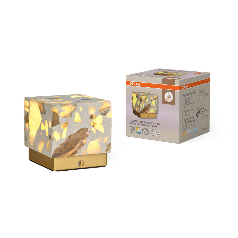 OSRAM DECOR Gleam Tischleuchte, 2W Touch CCT, dimmbar, weiß