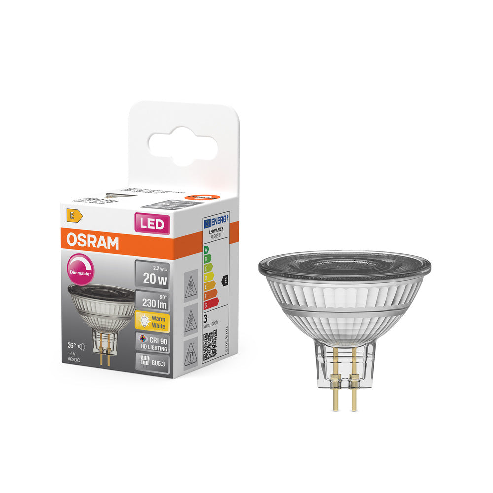 OSRAM Superstar Reflektorlampe klares Glas ,Warmweiß (2700K), 230 Lumen, Ersatz für herkömmliche 20W-Leuchtmittel, dimmbar GU5.3