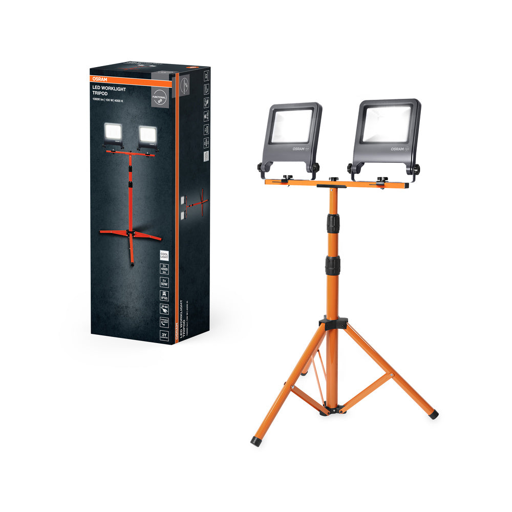 OSRAM LED Baustrahler für Außenanwendungen, Tripod-Ständer, LED Worklight, 2 x 50 Watt