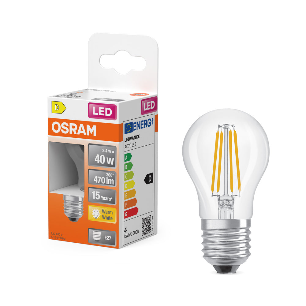 OSRAM LED Retrofit Classic P LED Lampe (ex 40W) 4W / 2700K Warmweiß E27