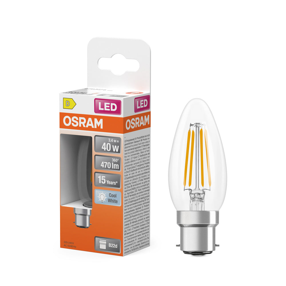OSRAM LED Retrofit Classic B 3.4W 840 klar B22d