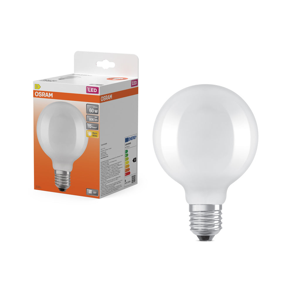 OSRAM LED Lampe LED Retrofit CLASSIC GLOBE95 6.5W 827 Frosted E27, 806 lm, 2700 K, Warmweiß