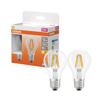 OSRAM LED-Lampen, klassische Kolbenform, 40 Watts Ersatz, E27, A-shape, 2700 Kelvin, Warmweiß, Klares Glas, 2-er Pack