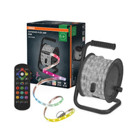 OSRAM Outdoor Flex RGB LED Streifen 20M IP65, inkl. Fernbedienung, bis 50 m erweiterbar, mit Kabeltrommel