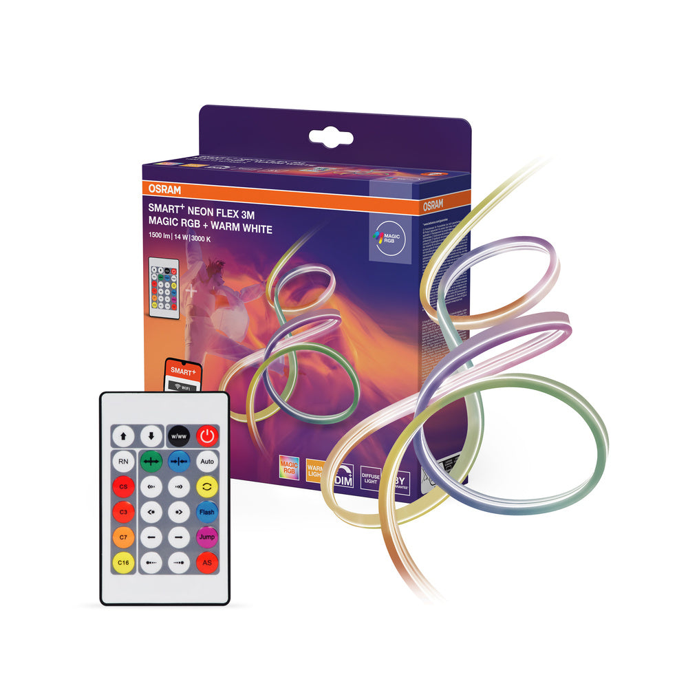 OSRAM Wifi SMART+ NEON FLEX MAGIC RGB + TUNABLE WHITE LED-Lichtstreifen, 3m, 15W, mit Fernbedienung