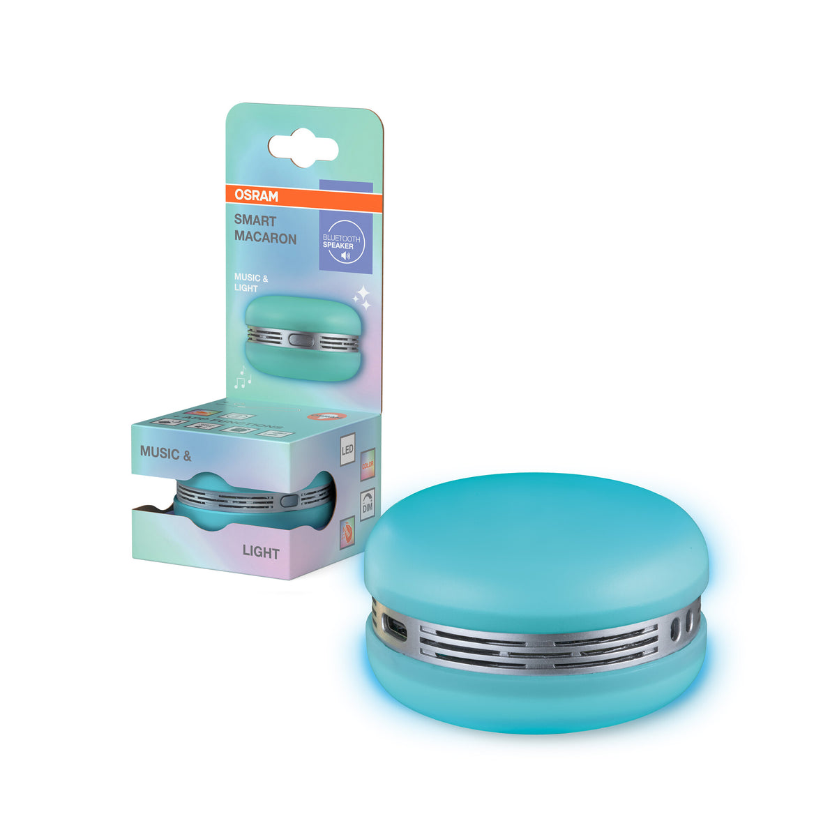 OSRAM SMART+ Wifi Macaron Bluetooth-Lautsprecher mit Bewegungssteuerung, RGG, Blau