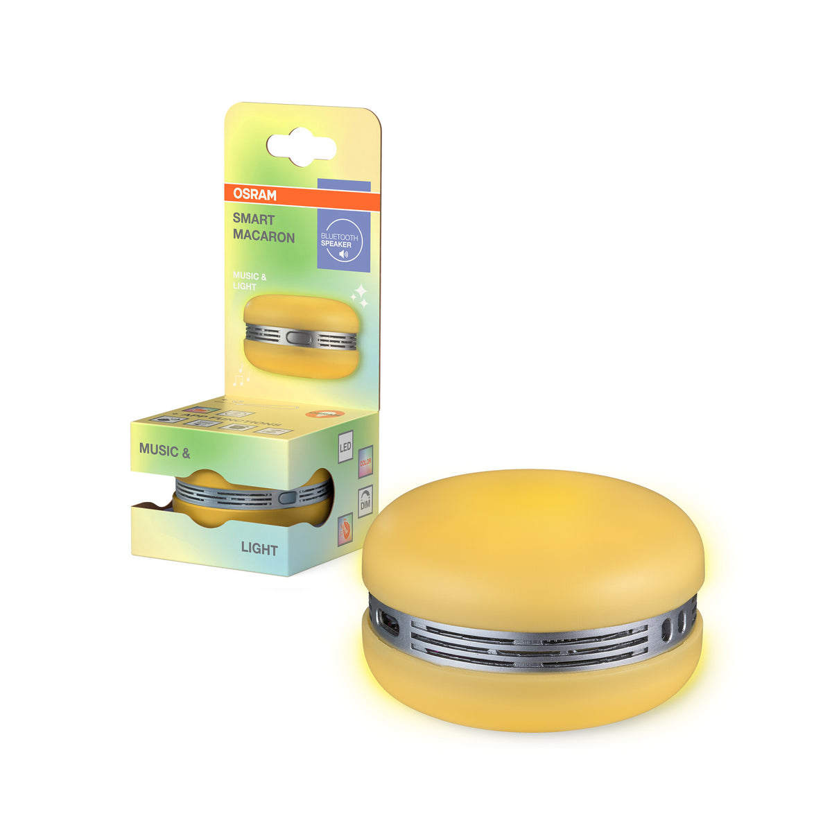 OSRAM SMART+ Wifi Macaron Bluetooth-Lautsprecher mit Bewegungssteuerung, RGG, Gelb