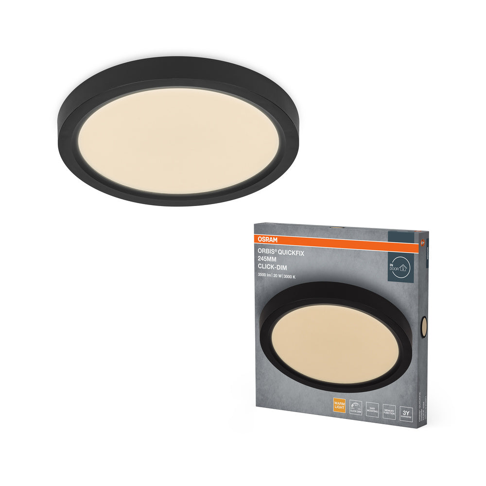 OSRAM Orbis Quickfix Round Deckenleuchte 245 mm 20W Click-Dim Schwarz