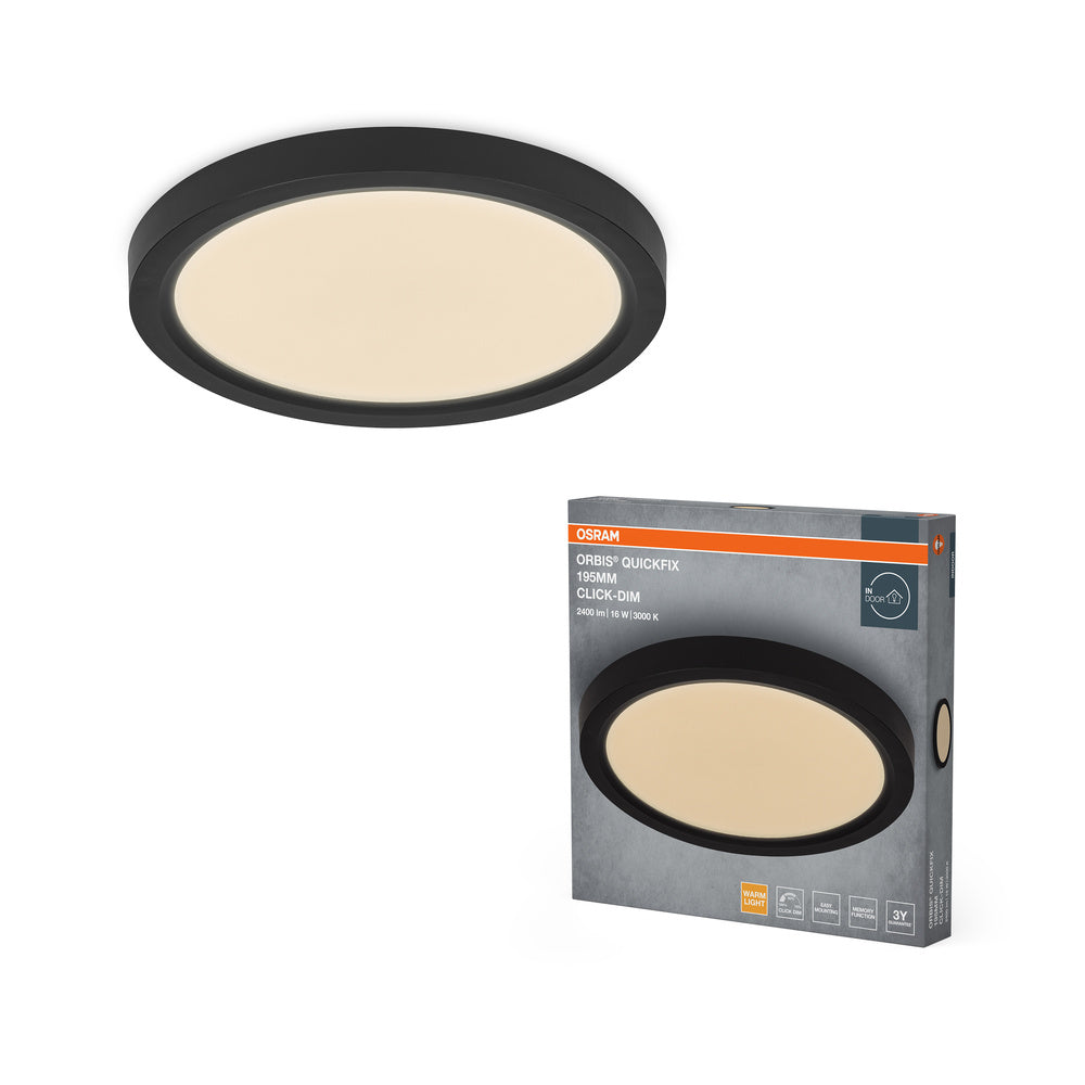 OSRAM Orbis Quickfix Round Deckenleuchte 195 mm 16W Click-Dim Schwarz