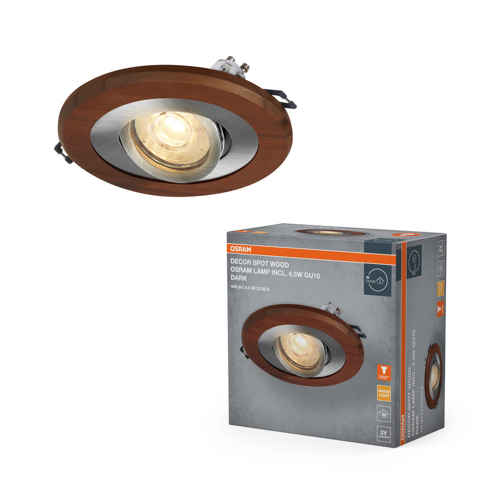 OSRAM Wood Spot GU10 Dark Einbaustrahler 4.5W Satin-Nickel ⌀68 mm