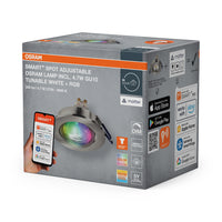OSRAM Matter SMART+ LED smarter Einbauspot Bad GU10 schwenkbar 4.7W RGBW Satin-Nickel ⌀68 mm