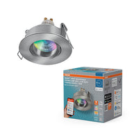 OSRAM Matter SMART+ LED smarter Einbauspot Bad GU10 IP65 schwenkbar 4.7W RGBW Satin-Nickel ⌀68 mm