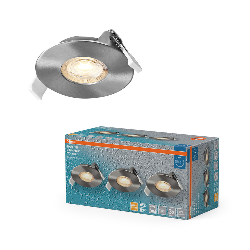 OSRAM LED Spot Recess Bad Einbaustrahler Set GU10 Click 4.5W Grünmessing ⌀68 mm
