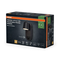 OSRAM ENDURA® Style USB Akku Außenwandleuchte 3W Round Sensor IP54 Dark grey