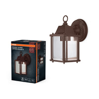 OSRAM Außenwandleuchte, Rust, E27, Aluminiumgehäuse, Glasabdeckung, IP43, 220–240 V, 0–15 W geeignet, mit Montageschrauben, 225 mm Höhe, 150 mm Breite