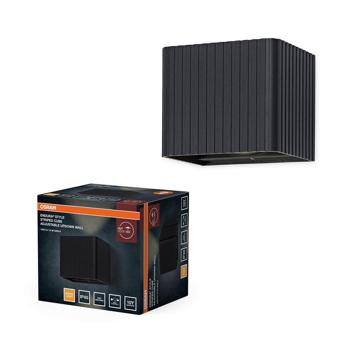 OSRAM Außenwandleuchte, Dunkelgrau, 15 W, 330 lm, 3000 K, 210° Abstrahlwinkel, 50. 000 h Lebensdauer, IP65