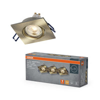 OSRAM LED Spot Recess Einbaustrahler Set GU10 schwenkbar Square Click 4.5W Grünmessing ⌀68 mm