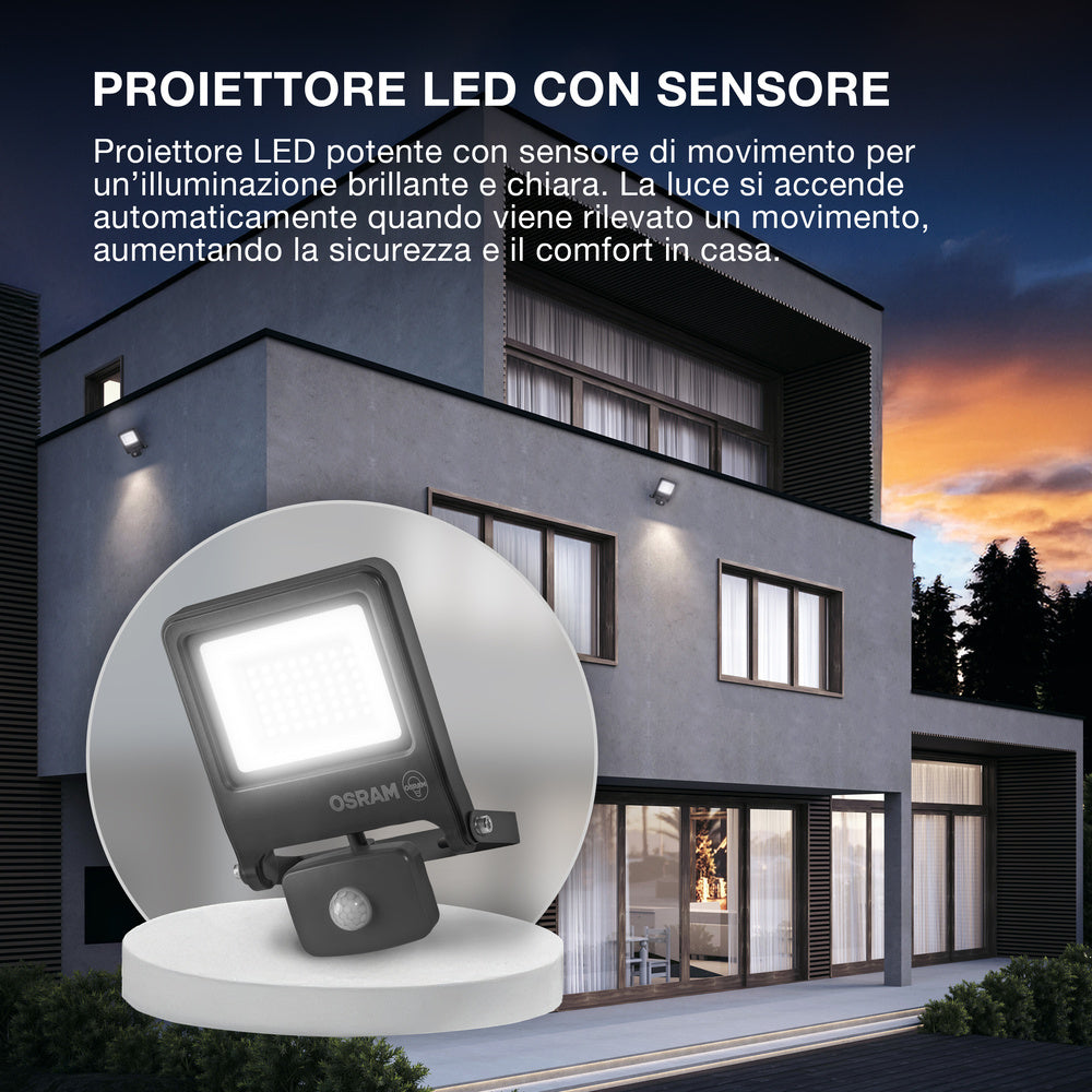 OSRAM ENDURA FLOOD PC 10W LED-Fluter mit Sensor, 3000K warmweiß, 1000