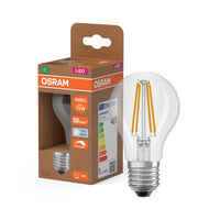 OSRAM LED Classic A 75 Filament  DIM Energy efficiency class A in A-Form, LED-Lampe, Bleifreies Glas, klar, 5 W, 1055 lm, Kaltweiß, Dimmbar, Energieeffizienzklasse: A