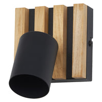 OSRAM LED Spot Acoustic Schwarz/Holzdekor, Stahl und Kiefernholz, 220-240 V, GU10, Klemmanschluss, 3-polig (L, N, PE)