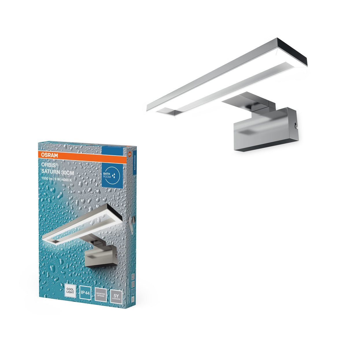 OSRAM LED-Badezimmerspiegelleuchte Orbis Saturn Chrome, 4000 K, Kaltweiß, 500 lm, 9 W