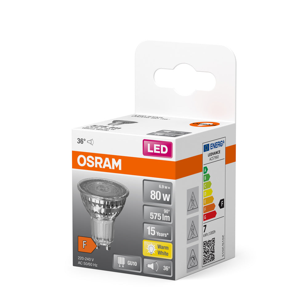 Osram LED PARATH.PRO PAR16 7,2W GU10 – Energiesparlampe Warmweiß, 36° Abstrahlwinkel (65W Äquivalent)