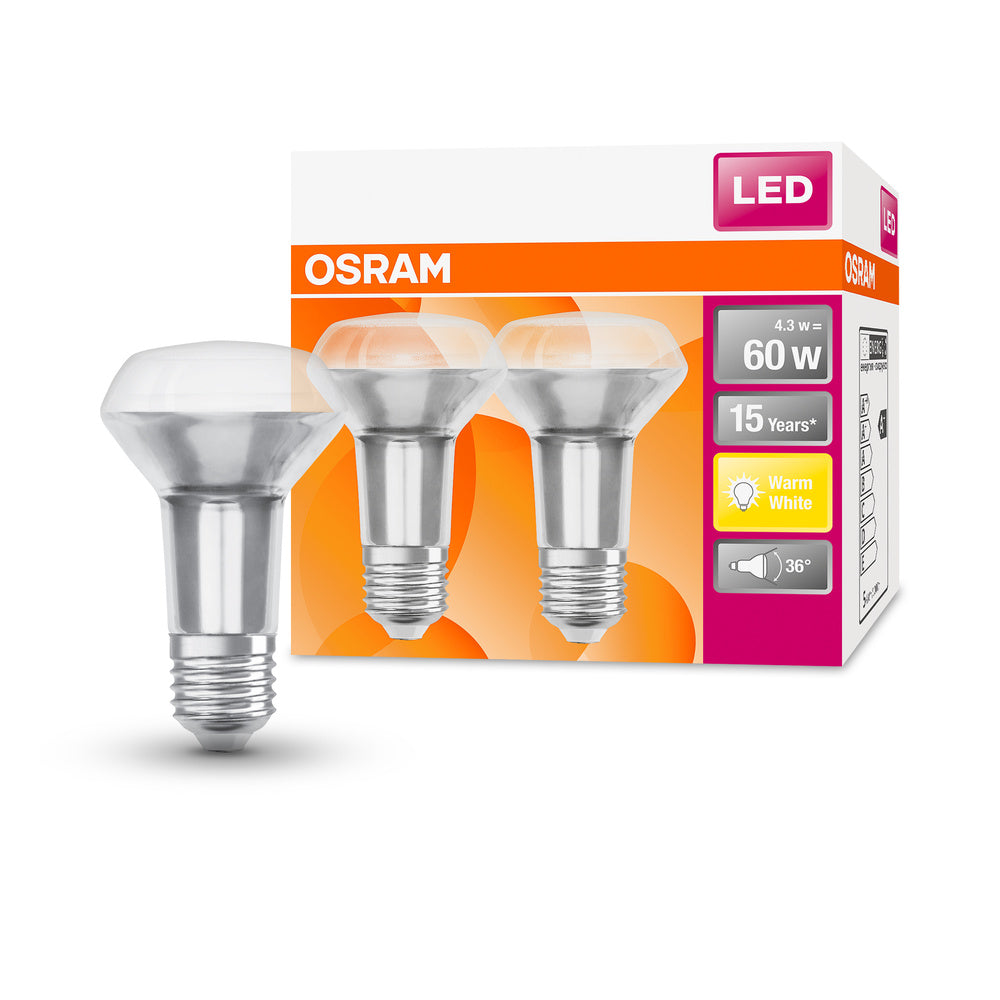 OSRAM LED Lampe LED STAR R63 4.8W 827 E27, 350 lm, 2700 K, Warmweiß, 2er Pack-LEDVANCE Shop