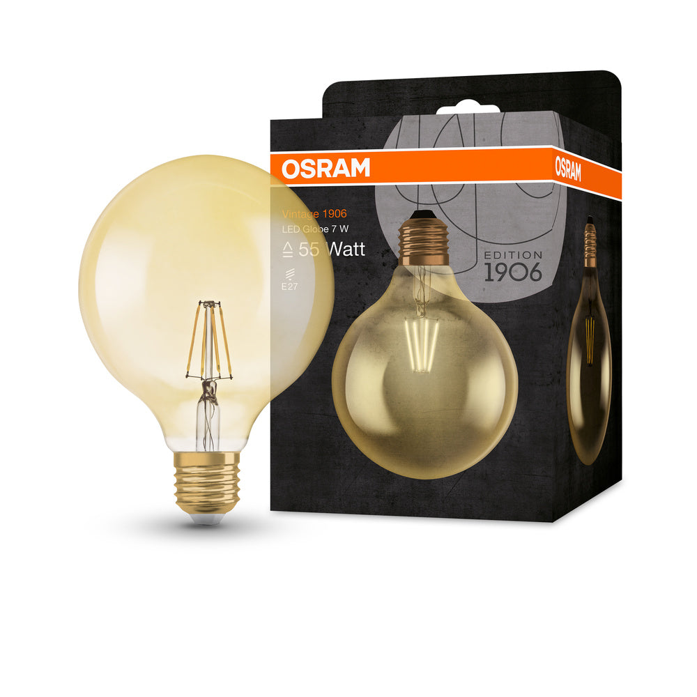 OSRAM VINTAGE 1906® LED Lampe LED CLASSIC GLOBE 6.5W 824 Gold E27, 720 lm, 2400 K, Warm Comfort Light