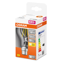 OSRAM LED Lampe LED Retrofit CLASSIC A 4W 827 Clear B22d, 470 lm, 2700 K, Warmweiß-LEDVANCE Shop