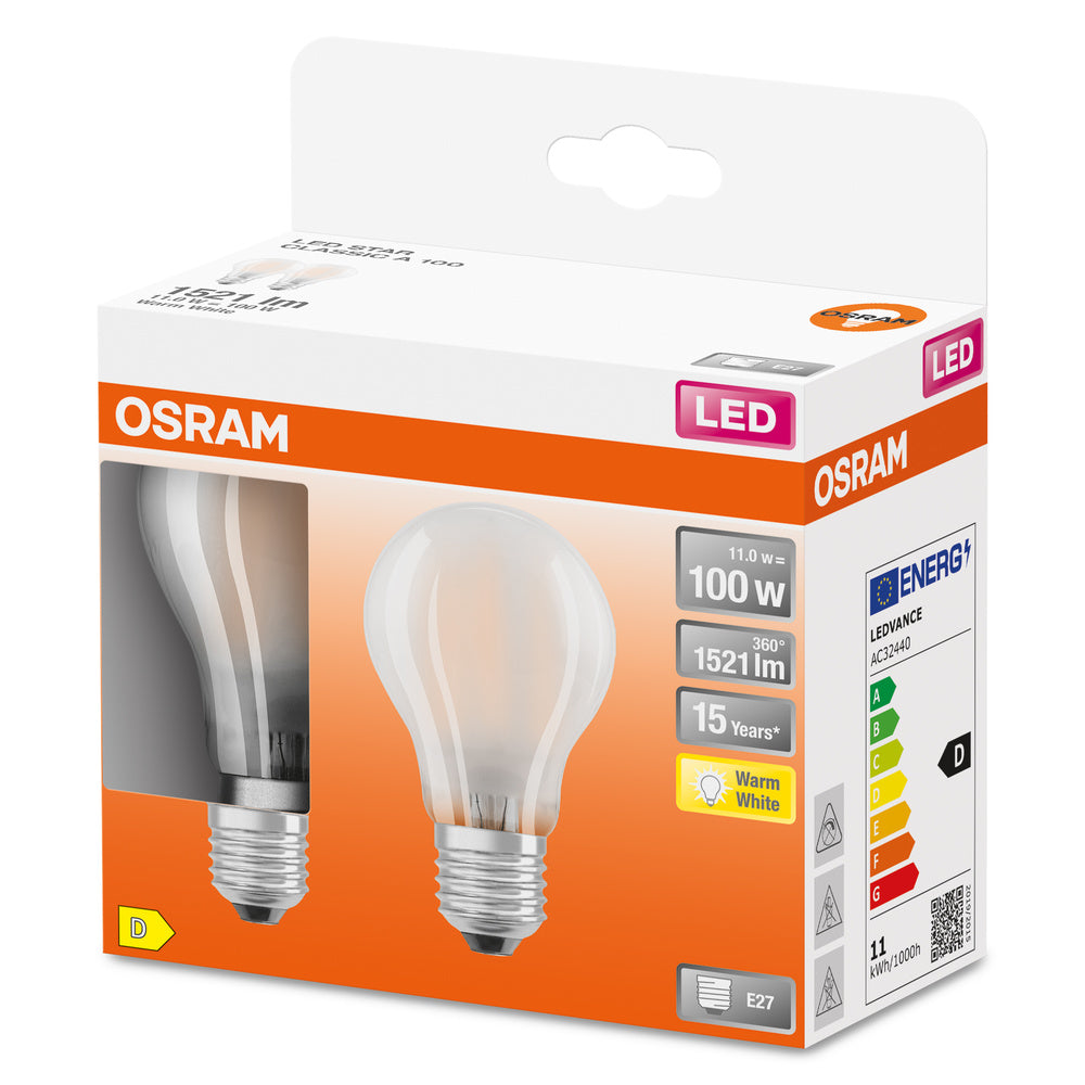 OSRAM LED Lampe LED Retrofit CLASSIC A 11W 827 Frosted E27, 1521 lm, 2700 K, Warmweiß-LEDVANCE Shop
