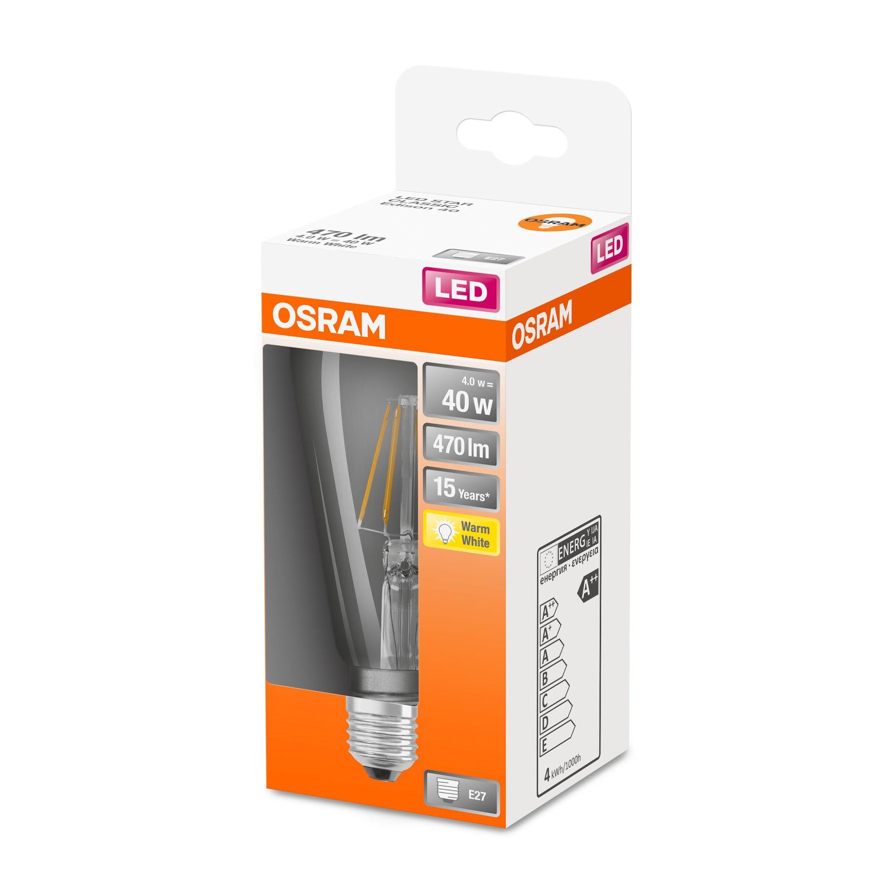 OSRAM LED Lampe LED Retrofit CLASSIC ST 4W 827 Clear E27, 470 lm, 2700 K, Warmweiß-LEDVANCE Shop