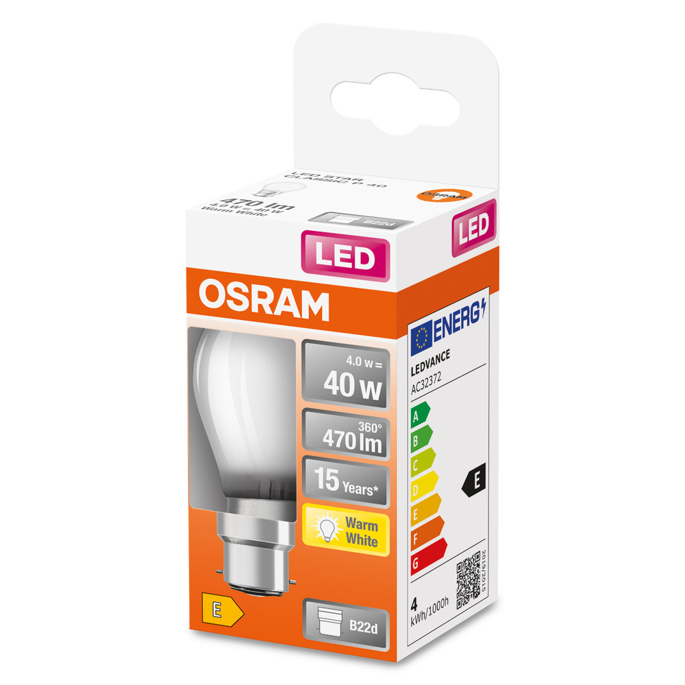 OSRAM LED Lampe LED Retrofit CLASSIC P 4W 827 Frosted B22d, 470 lm, 2700 K, Warmweiß-LEDVANCE Shop