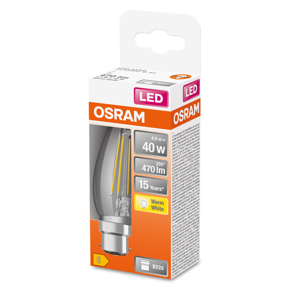 OSRAM LED Lampe LED Retrofit CLASSIC B 4W 827 Clear B22d, 470 lm, 2700 K, Warmweiß-LEDVANCE Shop