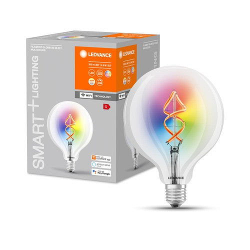 LEDVANCE Wifi SMART+ LED-Lampe Filament  Globe125 30 RGBW mehrfarbig (ex 60W) 4,5W E27 1000