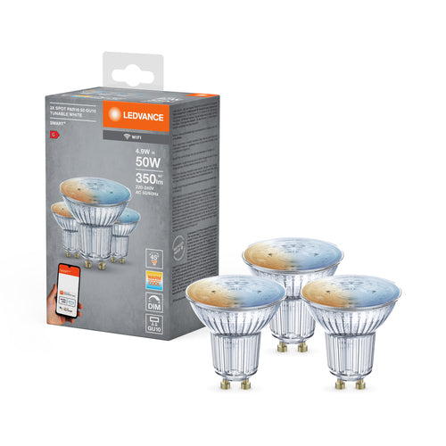 LEDVANCE Wifi SMART+ LED Lampe Spot Tunable Weiß (ex 50W) 4,9W / 2700-6500K GU10 3er