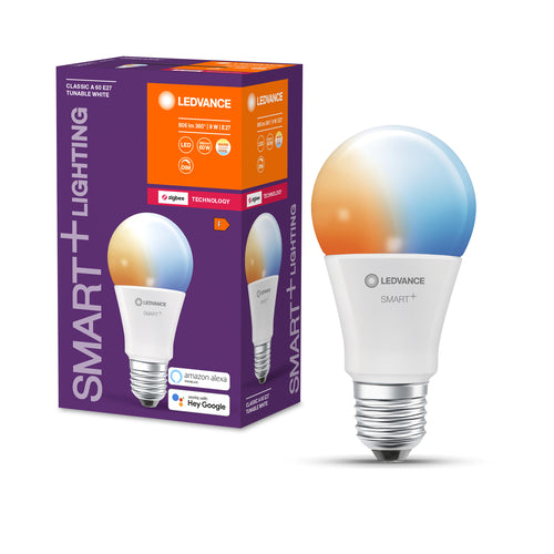 LEDVANCE Smart+ Lampe mit ZigBee Technologie, 9W, A60, matt, Sockel E27, Lichtfarbe Tunable White, 806lm