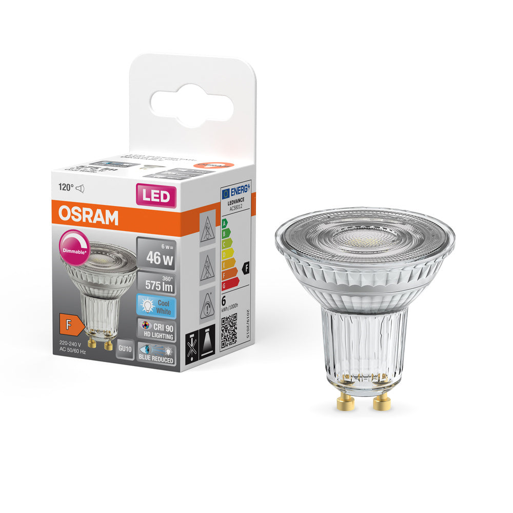 OSRAM Dimmbare LED Reflektor-Lampe LED SUPERSTAR + spot PAR16 GL 46 DIM 6,7W/940 CRI90 GU10