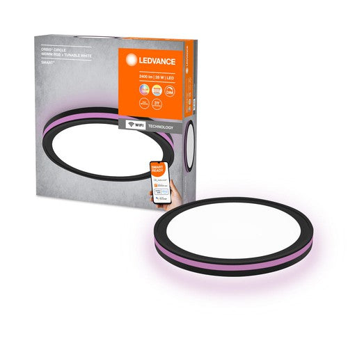 LEDVANCE Wifi SMART+ ORBIS CIRCLE LED Deckenleuchte RGBW mehrfarbig 46cm Tunable Weiß 28W / 3000-6500K schwarz